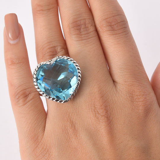 Sajen Silber - AAA Paraiba Quarz Ring 925 Silber rhodiniert (Größe 18.00) ca. 25.05 ct