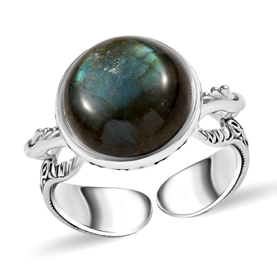 Sajen Silber - AAA Labradorit Ring 925 Silber rhodiniert (Größe 18.00) ca. 5.47 ct