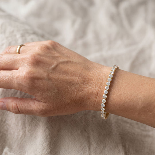 LUXURIANT DIAMOND - Lab Grown Diamant VS-EF SGL zertifiziert Armband ca. 19 cm 925 Silber Gelb Vergoldet ca. 10.00 ct