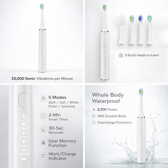 USB charging frequency sonic electric toothbrush - black Size: 24.5*2.5cm Weight: 116g Material: ABS 3.7V 14500 lithium battery 500MA 2.5W Maximu