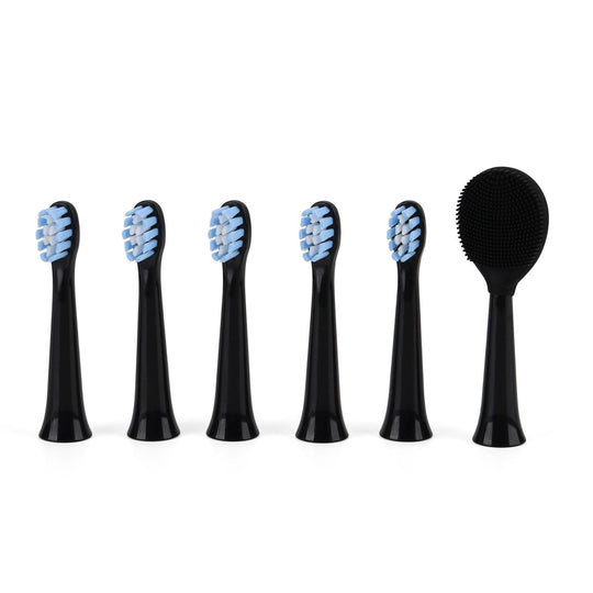 LIVMORE Ersatzbürsten Set, 6 teilig, Nylon und Silikon, Schwarz