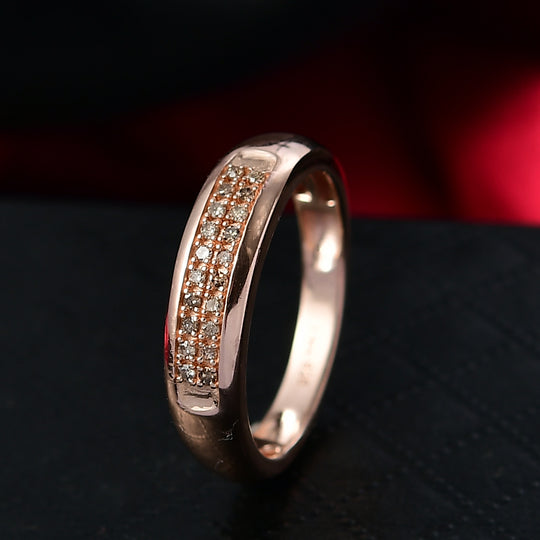 D'Joy Natürlicher Champagner Diamant Ring 925 Silber 750 Roségold Vermeil (Größe 21.00) 0.10 ct