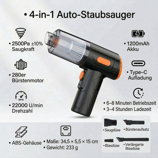 LIVMORE Akku Handstaubsauger, 4 in 1 Funktion, 280 Watt, Schwarz