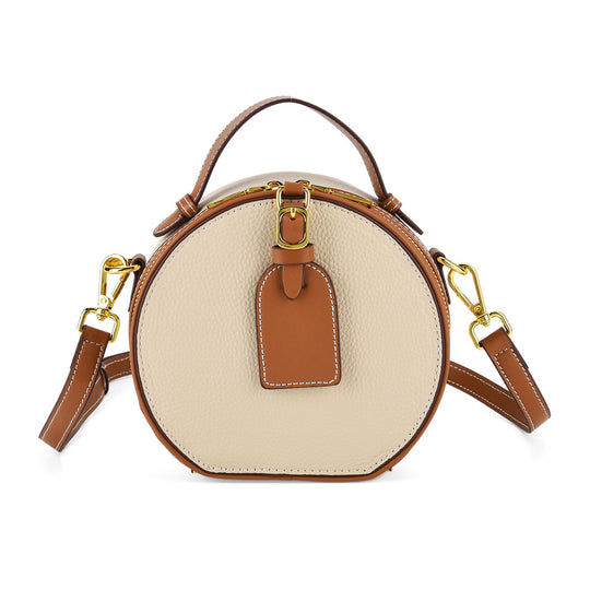 Echtleder Crossbody Tasche klassisches Design 11 x 8 x 16 cm weiß tan