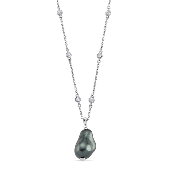 EVER TRUE Weißer Zirkonia, Sleeping Beauty Türkis farbe Muschelperle Halskette ca. 50 cm Nickelfreies Messing rhodiniert 0.91 ct