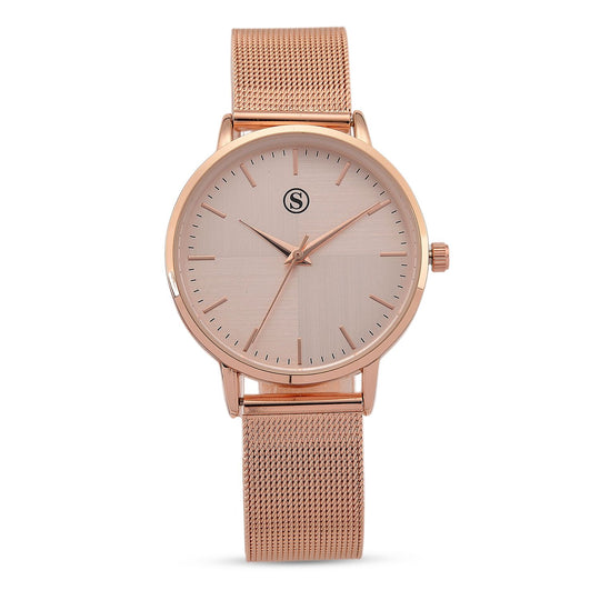 STRADA Armbanduhr, zweifarbiges Sonnenschliff Zifferblatt, goldfarben, 316L Edelstahl Mesharmband