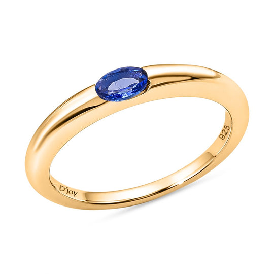 D'Joy AA Tansanit Ring 925 Silber 750 Gelb Vergoldet (Größe 20.00) ca. 0,23 ct