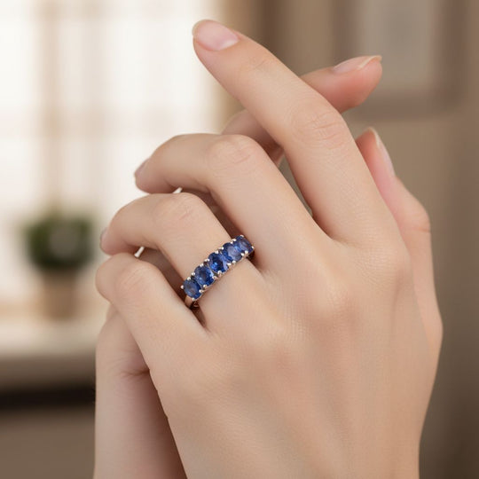 D'Joy AAA Ceylon-Saphir Ring 925 Silber rhodiniert (Größe 21.00) ca. 2,31 ct