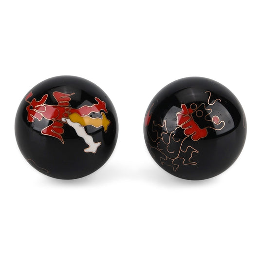 Cloisonne enamel fitness ball Dragon Size:3# 4.7cm Material:Iron Color: Black