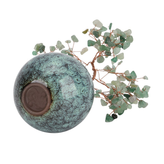 LIVMORE Edelsteinbaum mit 168 Aventurin Perlen Keramikschale ca. 18 cm Grün