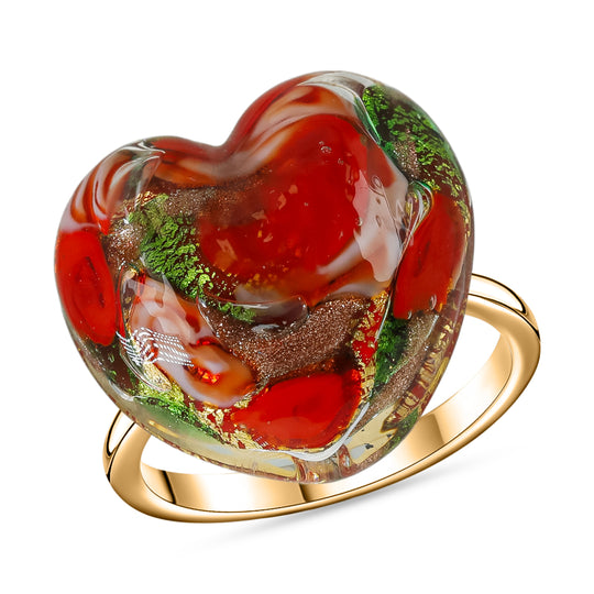 IL MURANO DI FRANCESCA - Millerose Herz Ring 925 Silber 750 Gelb Vergoldet (Größe 17.00)