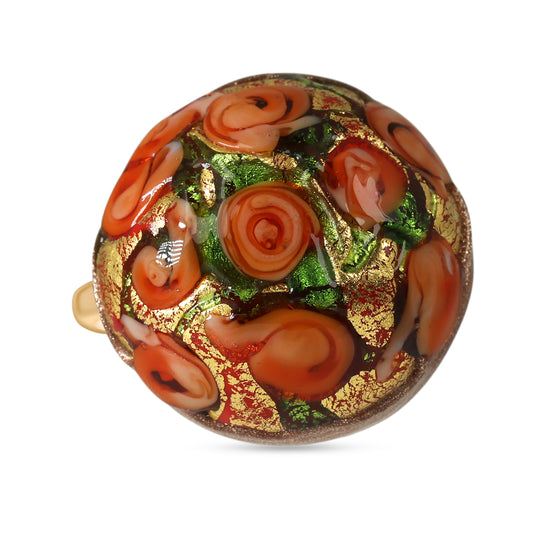 IL MURANO DI FRANCESCA - Roter MILLEROSE CABOCHON Ring 925 Silber 750 Gelbgold Vermeil (Größe 20.00)