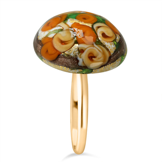 IL MURANO DI FRANCESCA - Ivory MILLEROSE CABOCHON Ring 925 Silber 750 Gelbgold Vermeil (Größe 18.00)