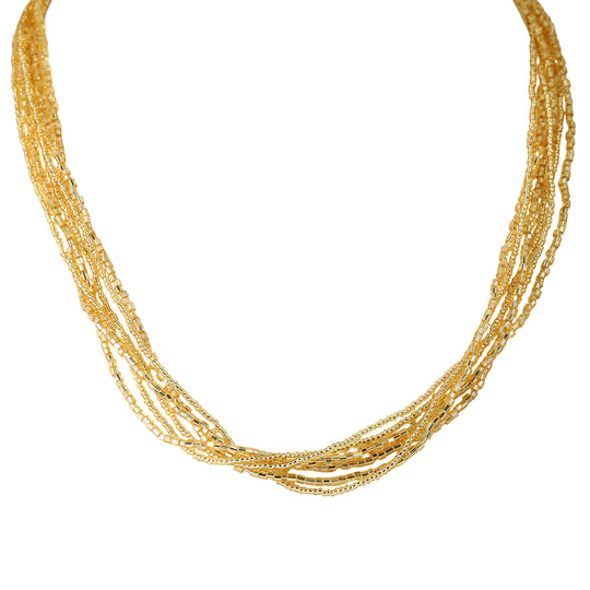 IL MURANO DI FRANCESCA - 6-reihiges Collier ca. 50 cm, 925 Silber, 750 Gelb vergoldet, Rot