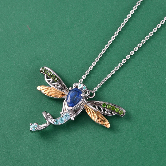 GP - Kyanit, Himmelblauer Topas Halskette ca. 45 cm 925 Silber Rhodiniert und 750 Gelbgold Vermeil ca. 0.78 ct