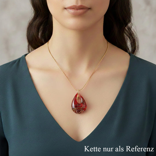 IL MURANO DI FRANCESCA - Rotes DROP Anhänger 925 Silber 750 Gelb Vergoldet