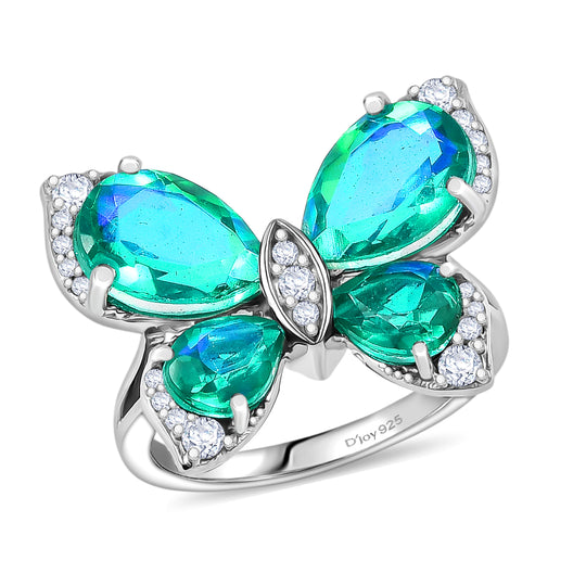 D'Joy Pfau Quarz Triplette Ring 925 Silber rhodiniert (Größe 21.00) ca. 6,12 ct