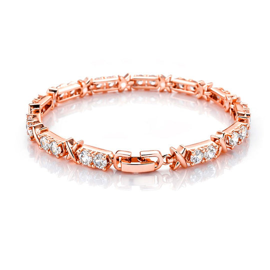 Designer Inspiriert - Weißer Zirkonia Armband ca. 19 cm Nickelfreies Messing, Roségoldfarbe