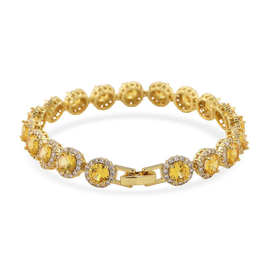 Rosa Zirkonia, Weißer Zirkonia Armband ca. 19 cm Nickelfreies Messing