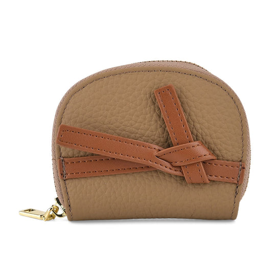 Leder Kartenetui mit RFID Schutz und Reißverschlussfach 10.5 x 8.5 x 2.5 cm Khaki