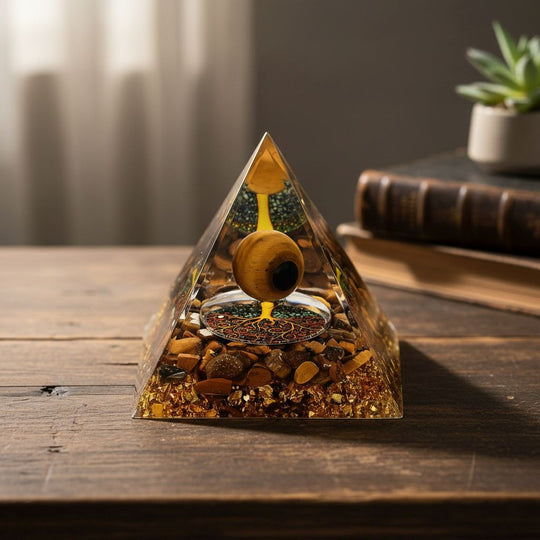 LIVMORE Kristall Pyramide Dekoration aus Kristall und Resin 6 cm Hellblau