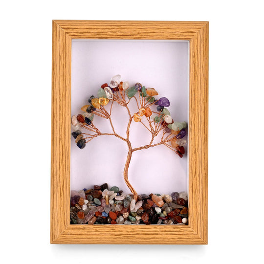 Edelstein Dekorahmen Lebensbaum Design mit Rosenquarz, 12 x 17 cm