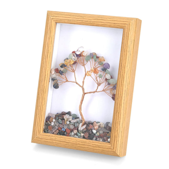 Edelstein Dekorahmen Lebensbaum Design mit Amethyst, 12 x 17 cm