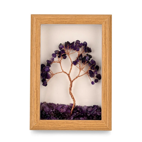 Edelstein Dekorahmen Lebensbaum Design mit Amethyst, 12 x 17 cm