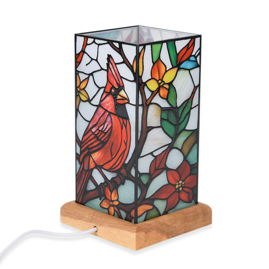 LED Tischlampe, Eschenholz und Acryl, mit USB Anschluss, Mehrfarbig