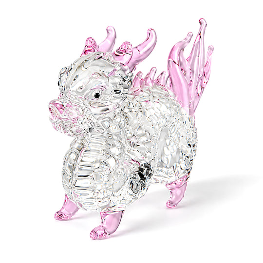 Dekorative Drachenfigur aus Glas 8,5 x 2 x 7 cm Pink