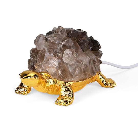 LIVMORE Leuchtende Edelstein-schildkröte, LED Licht, Rauchquarz