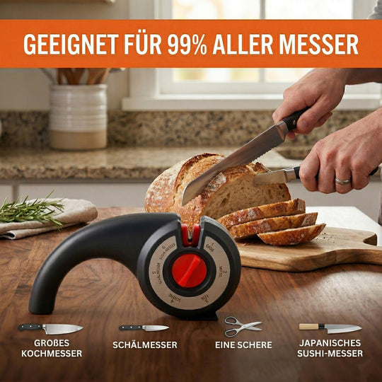Manueller Messerschärfer, ABS und Edelstahl, 2 Stufen Schleifsystem, Schwarz