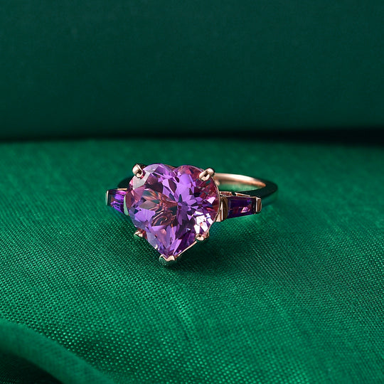 GP Amore - AA Rose De France Amethyst, Afrikanischer Amethyst Ring 925 Silber 750 Roségold Vermeil (Größe 20.00) ca. 6.42 ct