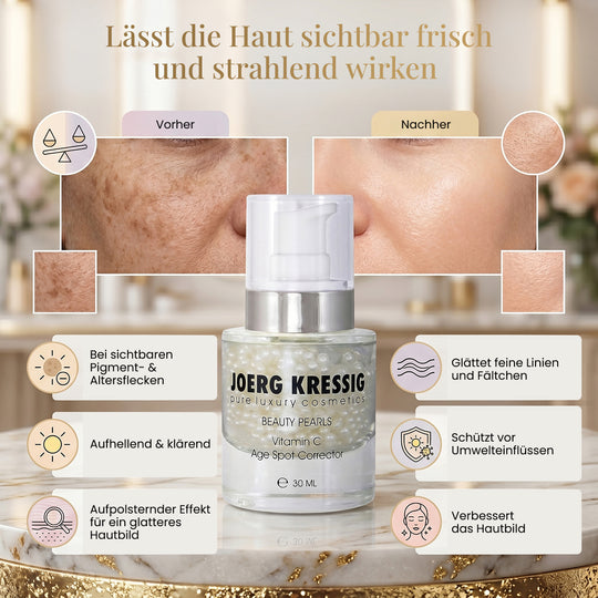 JOERG KRESSIG Beauty Pearls Gesichtsserum, Vitamin-C Age Spot Corrector: Für ebenmässige, klare, strahlende Haut, 30ml