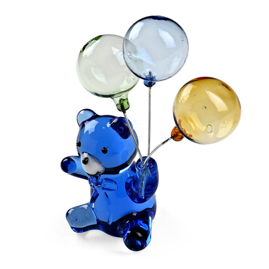 Dekorative Glasfigur Bär mit Ballon Glas 9 cm, Rosa