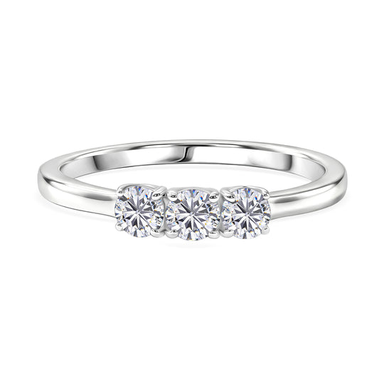 Moissanit Ring 925 Silber platiniert (Größe 23.00) ca. 0.68 ct