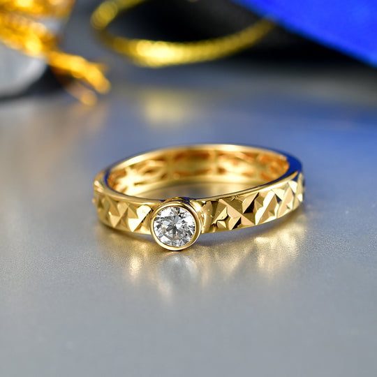 LUXURIANT SI-GH Labor Diamant Solitär Ring, 925 Silber 750 Gelbgold Vermeil - 0,25 ct.