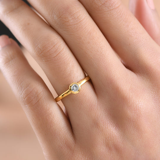 LUXURIANT DIAMOND - Lab Grown Diamant VS-EF Ring 925 Silber 750 Gelbgold Vermeil (Größe 23.00) ca. 0,25 ct