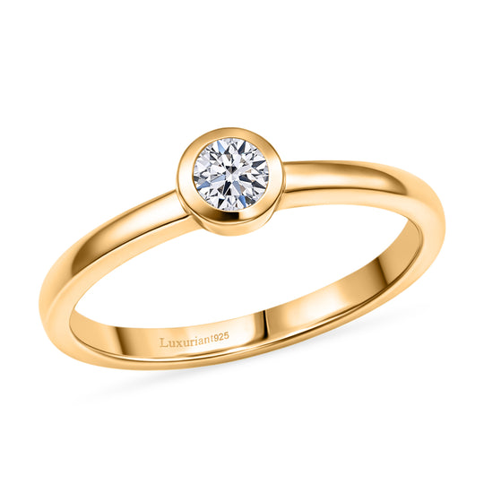 LUXURIANT DIAMOND - Lab Grown Diamant VS-EF Ring 925 Silber 750 Gelbgold Vermeil (Größe 23.00) ca. 0,25 ct