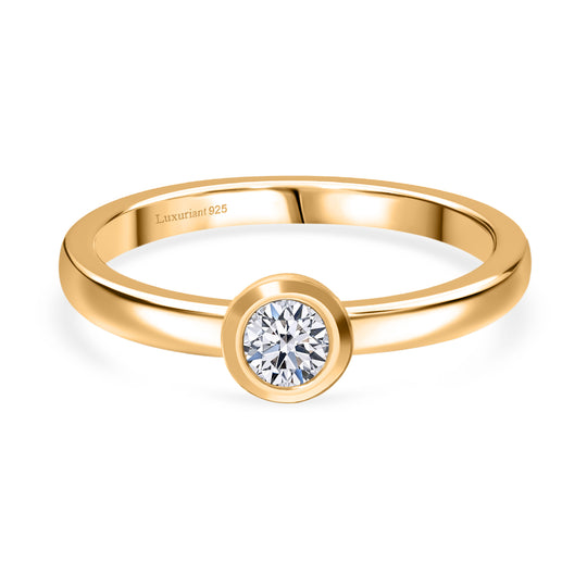 LUXURIANT DIAMOND - Lab Grown Diamant VS-EF Ring 925 Silber 750 Gelbgold Vermeil (Größe 23.00) ca. 0,25 ct