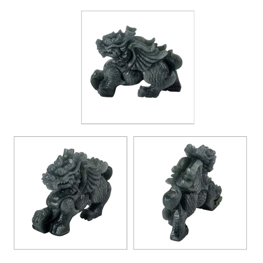 Qi-Lin-Schnitzfigur aus Olmek Jadeit, 8-9cm - 1100 ct.