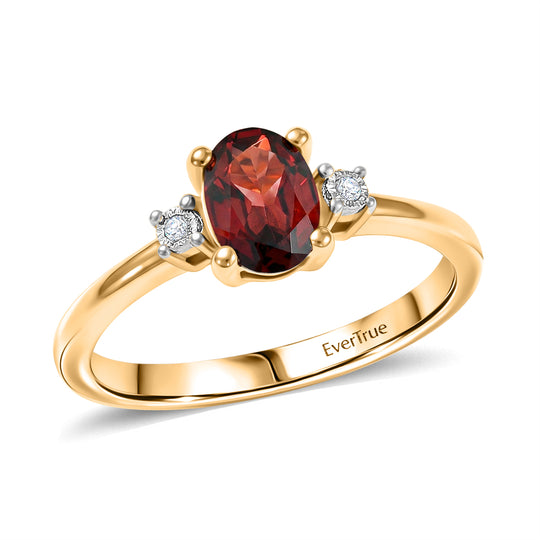 EVER TRUE Mosambik Granat, Weißer Diamant Ring Nickelfreies Messing (Größe 21.00) ca. 0,92 ct