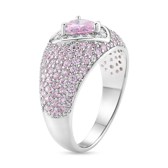 Rosa Zirkonia, Weißer Zirkonia Ring Nickelfreies Messing vergoldet (Größe 20.00)