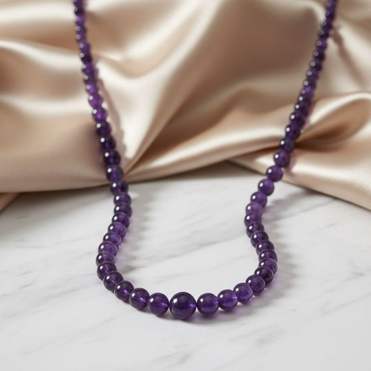 D'Joy AAA Afrikanischer Amethyst Halskette ca. 50 cm 925 Silber rhodiniert ca. 350.00 ct