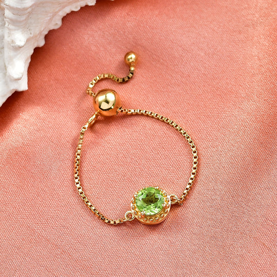 EVER TRUE Peridot Ring Nickelfreies Messing, flexibles von (Größe 21) bis (Größe 21.00) ca. 0.86 ct