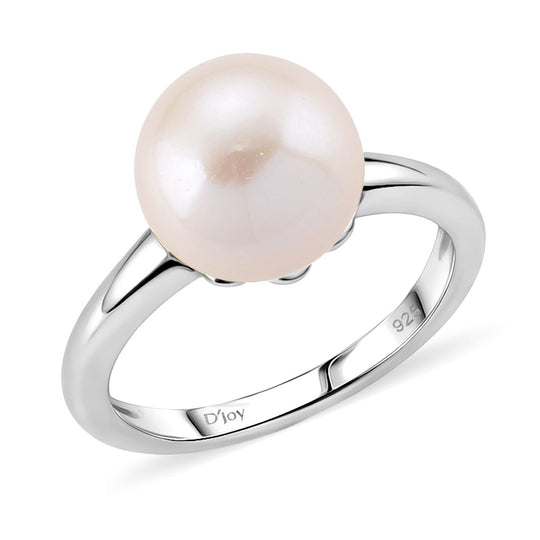 D'Joy Weiße Edison Perle (12-13 mm) Ring 925 Silber vergoldet (Größe 19.00)