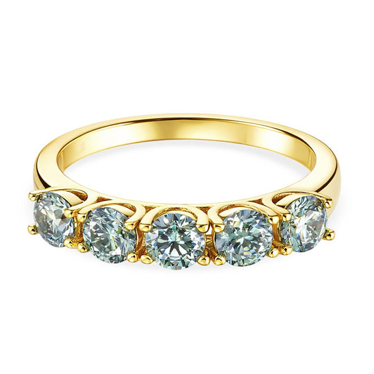 D'Joy Blauer Moissanit Ring 925 Silber vergoldet (Größe 19.00) ca. 1,50 ct