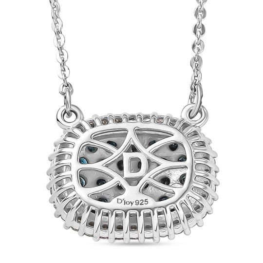 D'Joy Blauer Diamant Halskette ca. 50 cm 925 Silber rhodiniert