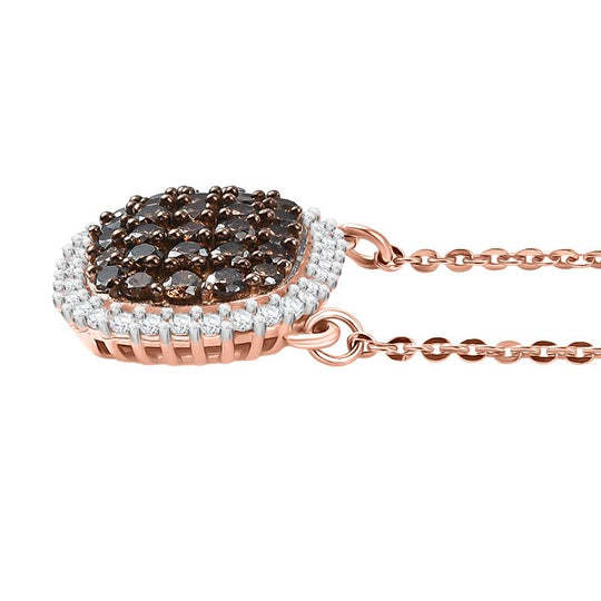 D'Joy Natürlicher Champagner Diamant Halskette ca. 50 cm 925 Silber 750 Roségold Vermeil