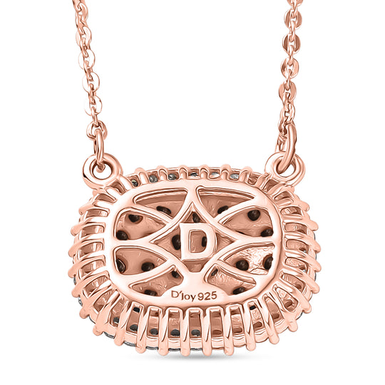 D'Joy Natürlicher Champagner Diamant Halskette ca. 50 cm 925 Silber 750 Roségold Vermeil